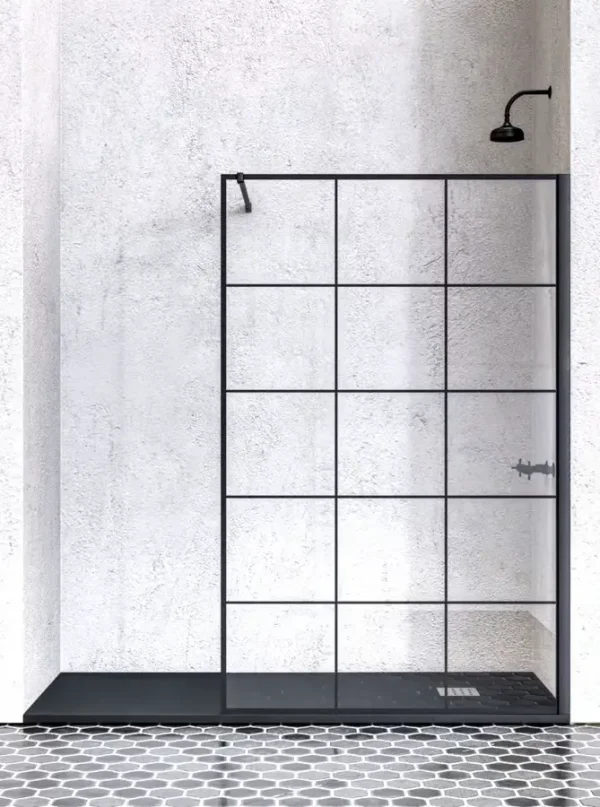 Mampara de Ducha Fija Mindanao Doccia Negro de Vidrio 8 mm Serigrafiado W15 Mamparas de Ducha Livery